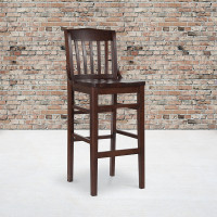 Flash Furniture XU-DG-W0006BAR-WAL-GG HERCULES Series School House Back Walnut Wood Restaurant Barstool 